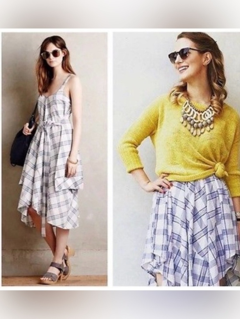 Anthropologie Women’s Holding Horses Belmar Plaid Handkerchief Hem Dress‎ M/L